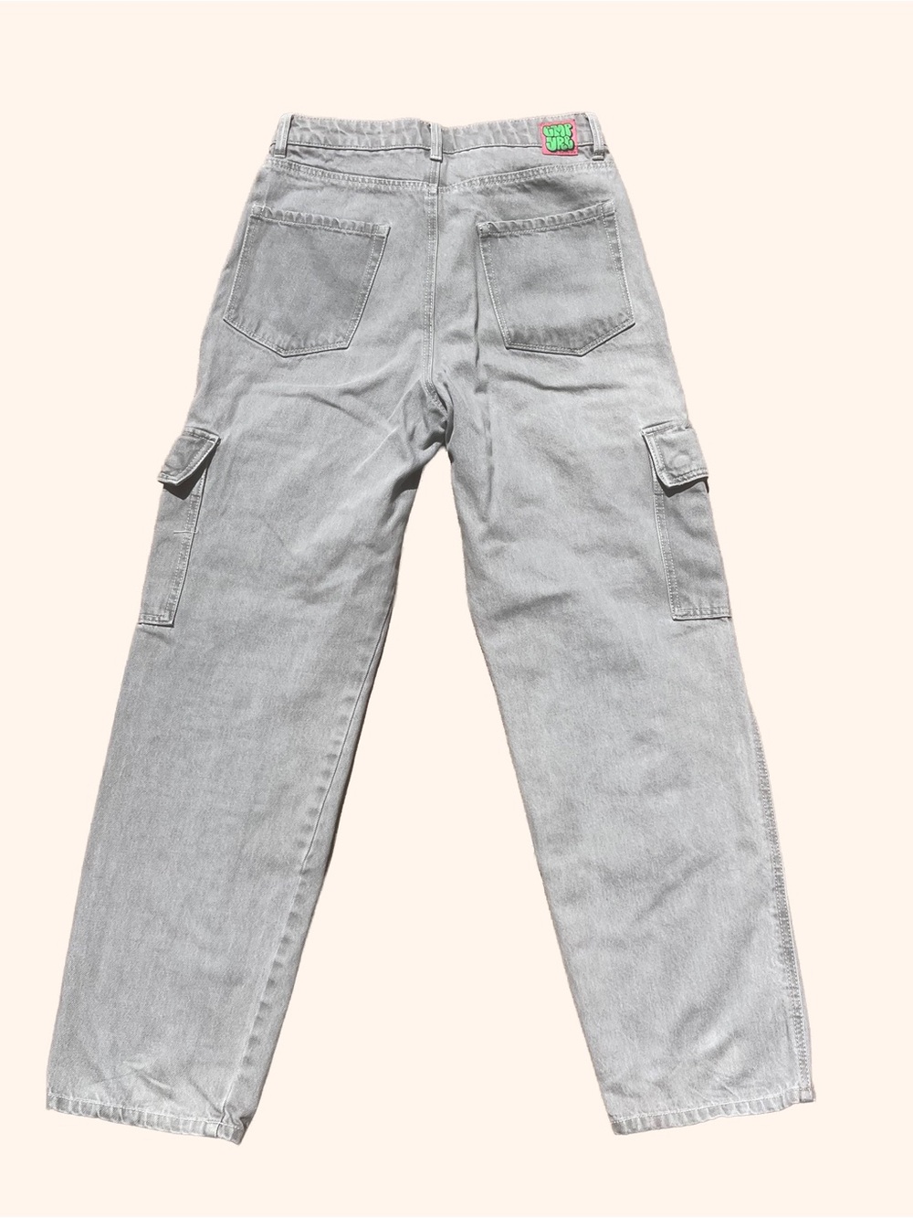Empyre Light Gray Cargo Trousers with Neon Patch Details - Picture 2 of 2